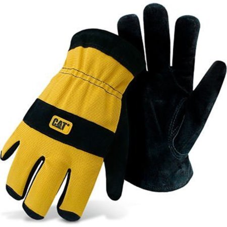 PIP CAT Lined Split Leather Palm Gloves, Large, Yellow CAT012222L